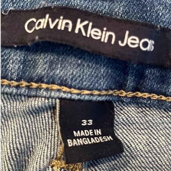 Calvin Klein Blue High Rise Bootcut Raw Shark Bite Hem Jeans Size 33 Plus Size - Picture 4 of 8